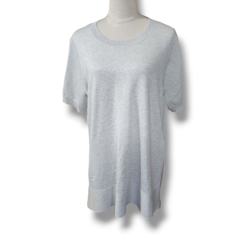 Cyrus Relaxed Lightweight Short Sleeve Split Hem Sweater